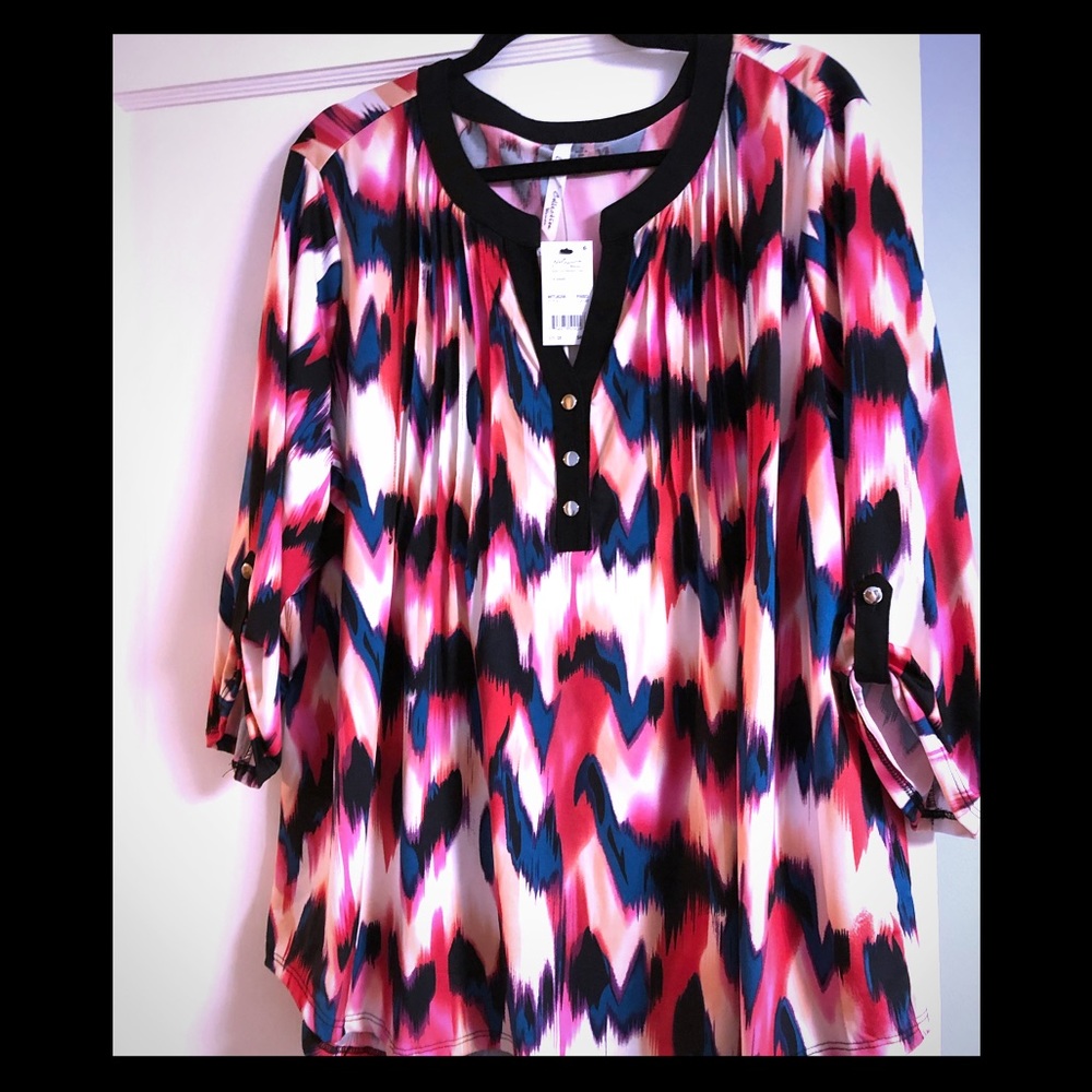 Colorful plus size blouse, 3X, brand new